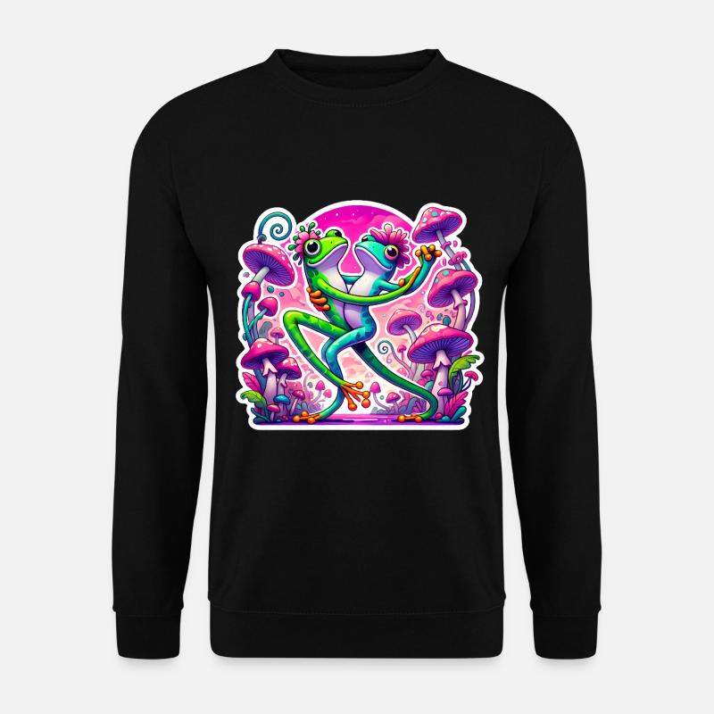 Frogs Dancing Under Mushrooms - Unisex Sweatshirt - black