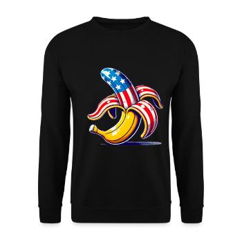 Banane patriotique PopArt Design - Sweat-shirt Unisexe - noir - Devant - Alina (178cm) & Michal (187cm)