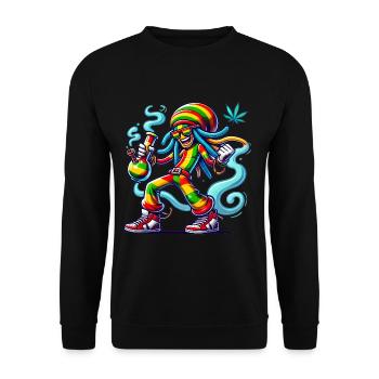 Reggae Vibes Cartoon Rauch Kunst - Unisex Pullover - Schwarz - Vorne - Alina (178cm) & Michal (187cm)