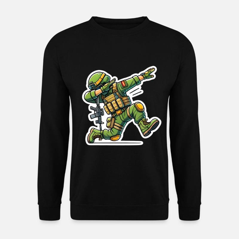 Dabbing Soldier Cartoon Design - Unisex Sweatshirt - black