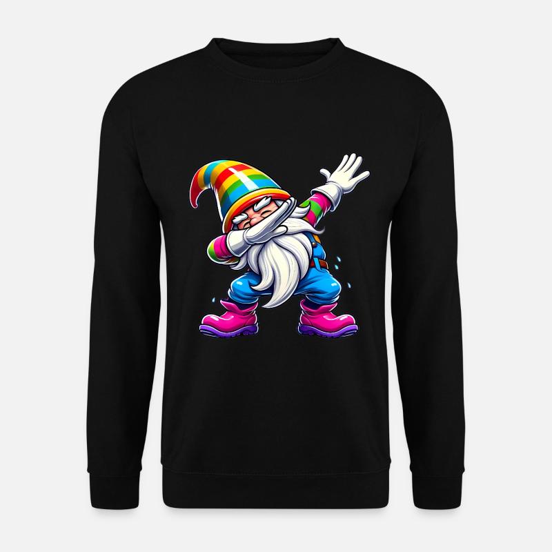 Dabbing Regenbogen Gnome Lustiges Geschenk - Unisex Pullover - Schwarz