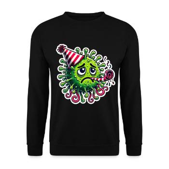 No Party Sad Germ with Party Hat - Unisex Sweatshirt - black - Front - Alina (178cm) & Michal (187cm)