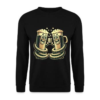 Funny Beer Cheers Cartoon Sticker - Unisex Sweatshirt - black - Front - Alina (178cm) & Michal (187cm)