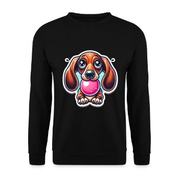 Dachshund Bubble Gum Cartoon Design - Unisex Sweatshirt - black - Front - Alina (178cm) & Michal (187cm)