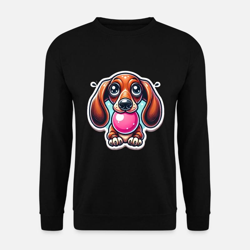 Dackel-Kaugummi-Cartoon-Design - Unisex Pullover - Schwarz