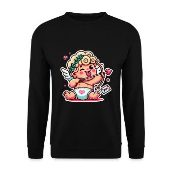 Cupidon de dessin animé drôle avec un arc et une flèche - Sweat-shirt Unisexe - noir - Devant - Alina (178cm) & Michal (187cm)