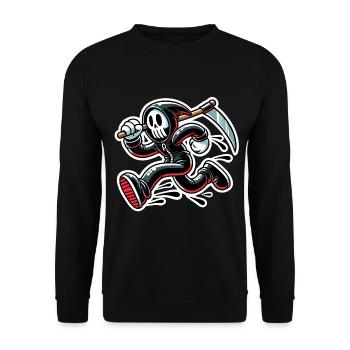 Conception amusante de la Faucheuse en train de courir - Sweat-shirt Unisexe - noir - Devant - Alina (178cm) & Michal (187cm)