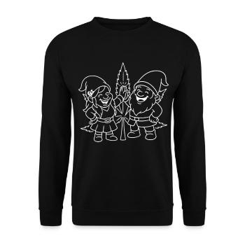 Zwergenfreunde mit Cannabisblatt - Unisex Pullover - Schwarz - Vorne - Alina (178cm) & Michal (187cm)
