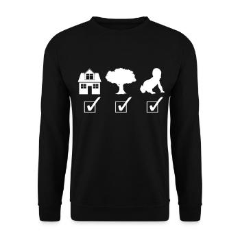 Life Tasks - Chemise Maison / Arbre / Fils - Sweat-shirt Unisexe - noir - Devant - Alina (178cm) & Michal (187cm)