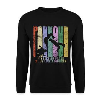 Parkour Freerunner Traceur Le Parcour - Unisex Sweatshirt - black - Front - Alina (178cm) & Michal (187cm)