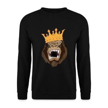 Gorilla King - The Real Jungle King. - Unisex Sweatshirt - black - Front - Alina (178cm) & Michal (187cm)