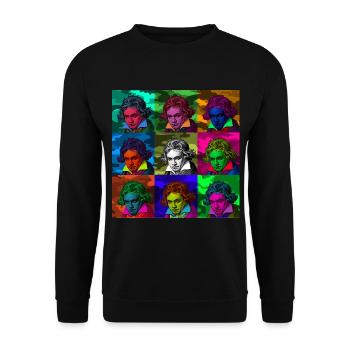Pop-Art Ludwig van Beethoven - Unisex Pullover - Schwarz - Vorne - Alina (178cm) & Michal (187cm)