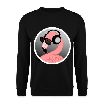 Flamingo with sunglasses and headphones - Unisex Sweatshirt - black - Front - Alina (178cm) & Michal (187cm)
