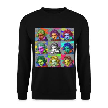 Pop-Art Ludwig van Beethoven Klassik Geschenkidee - Unisex Pullover - Schwarz - Vorne - Alina (178cm) & Michal (187cm)