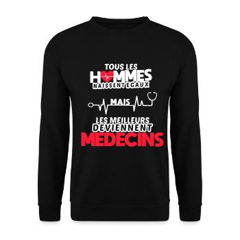 Humour médecin marrant cadeau original médecine - Sweat-shirt Unisexe - noir - Devant - Alina (178cm) & Michal (187cm)