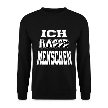ich hasse menschen - Unisex Pullover - Schwarz - Vorne - Alina (178cm) & Michal (187cm)