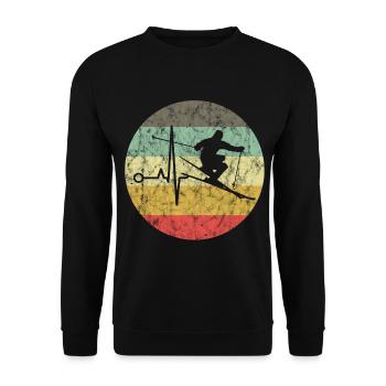 Ski Ski Skieur Ski Vacation Retro Gift - Sweat-shirt Unisexe - noir - Devant - Alina (178cm) & Michal (187cm)