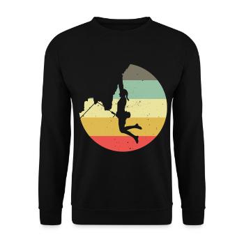 Mountaineering Climbing Gift Bouldering Retro Cool - Unisex Sweatshirt - black - Front - Alina (178cm) & Michal (187cm)