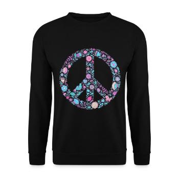 Flower Peace | Signe de paix Idée cadeau - Sweat-shirt Unisexe - noir - Devant - Alina (178cm) & Michal (187cm)