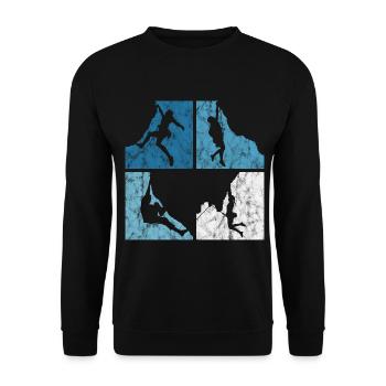Mountaineering retro climbing bouldering mountain gift - Unisex Sweatshirt - black - Front - Alina (178cm) & Michal (187cm)