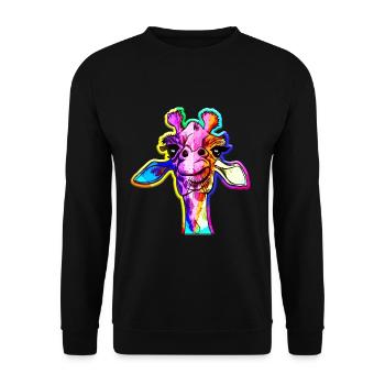 Regenbogen Giraffe Punk Giraffe Rainbow - Unisex Pullover - Schwarz - Vorne - Alina (178cm) & Michal (187cm)