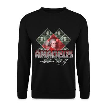 Mozart Pop Art | Wolfgang Amadeus Mozart Gift - Unisex Sweatshirt - black - Front - Alina (178cm) & Michal (187cm)