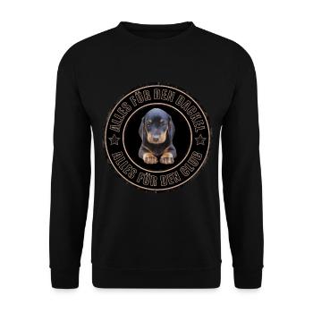 Dackel - Dachshund - Alles für den Dackel - Unisex Pullover - Schwarz - Vorne - Alina (178cm) & Michal (187cm)
