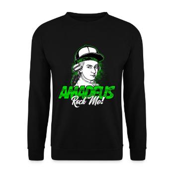 Amadeus Rock Me | Wolfgang Amadeus Mozart Classique - Sweat-shirt Unisexe - noir - Devant - Alina (178cm) & Michal (187cm)