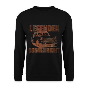 Trabi Trabbi  Pappe DDR Auto - Unisex Pullover - Schwarz - Vorne - Alina (178cm) & Michal (187cm)