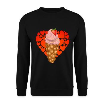 Bubblewaffel Eiscreme Sommer Lecker - Unisex Pullover - Schwarz - Vorne - Alina (178cm) & Michal (187cm)