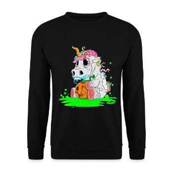 Unicorn Halloween Zombiecorn Horror Gift - Unisex Sweatshirt - black - Front - Alina (178cm) & Michal (187cm)