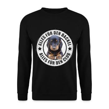Dackel - Dachshund - Alles für den Dackel - Unisex Pullover - Schwarz - Vorne - Alina (178cm) & Michal (187cm)