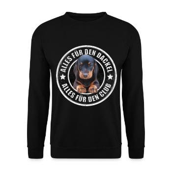 Dackel - Dachshund - Alles für den Dackel - Unisex Pullover - Schwarz - Vorne - Alina (178cm) & Michal (187cm)