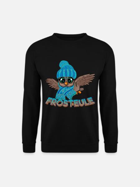 Frosteule Eule Frostbeule Herbst Winter - Unisex Pullover - Schwarz