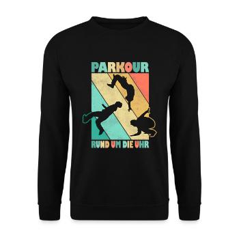 Parkour Freerunner Traceur Le Parcour parkourshirt - Unisex Pullover - Schwarz - Vorne - Alina (178cm) & Michal (187cm)