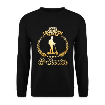 Echte Legenden fahren E-Scooter Eroller EScooter - Unisex Pullover - Schwarz - Vorne - Alina (178cm) & Michal (187cm)