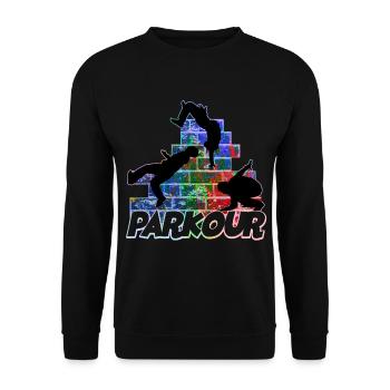Parkour Freerunner Traceur Le Parcour parkourshirt - Unisex Pullover - Schwarz - Vorne - Alina (178cm) & Michal (187cm)