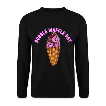 Bubble Waffle Day | Egg Waffle Foodtrend - Unisex Pullover - Schwarz - Vorne - Alina (178cm) & Michal (187cm)