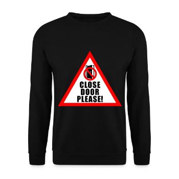 Tuer schliessen bitte | Tür schließen bitte - Unisex Pullover - Schwarz - Vorne - Alina (178cm) & Michal (187cm)