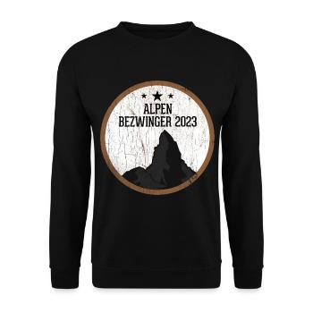 Alpenbezwinger 2023 Alpenüberquerung Finisher - Unisex Pullover - Schwarz - Vorne - Alina (178cm) & Michal (187cm)