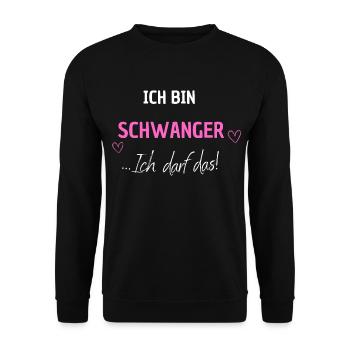 Für die Schwangerschaft - ich darf das. Mädchen - Unisex Pullover - Schwarz - Vorne - Alina (178cm) & Michal (187cm)