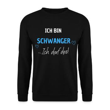 Für die Schwangerschaft - ich darf das. Junge - Unisex Pullover - Schwarz - Vorne - Alina (178cm) & Michal (187cm)
