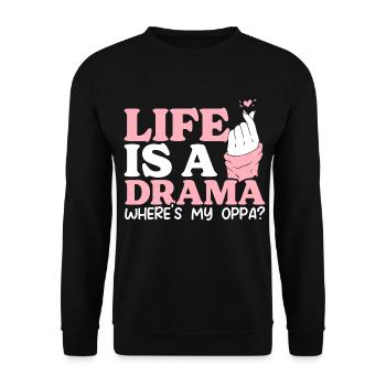 Drame Kdrama coréen drôle, - Sweat-shirt Unisexe - noir - Devant - Alina (178cm) & Michal (187cm)