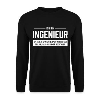 Ich bin Ingenieur - Unisex Pullover - Schwarz - Vorne - Alina (178cm) & Michal (187cm)