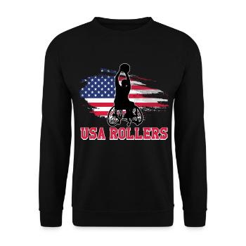 Handicap pour les joueurs de basketball en fauteuil roulant États-Unis - Sweat-shirt Unisexe - noir - Devant - Alina (178cm) & Michal (187cm)
