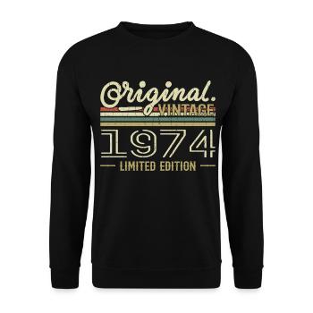 1974 Anniversaire Rétro 1974 Original 1974 Vintage - Sweat-shirt Unisexe - noir - Devant - Alina (178cm) & Michal (187cm)