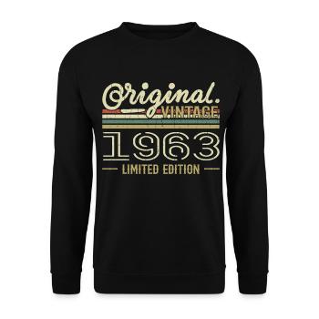 1963 Retro Geburtstag 1963 Original 1963 Jahrgang - Unisex Pullover - Schwarz - Vorne - Alina (178cm) & Michal (187cm)
