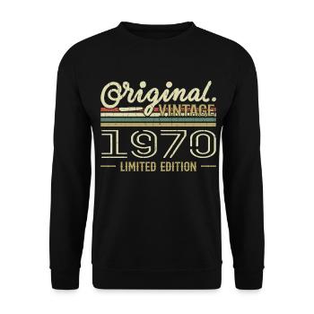 1970 Anniversaire Rétro 1970 Original 1970 Vintage - Sweat-shirt Unisexe - noir - Devant - Alina (178cm) & Michal (187cm)