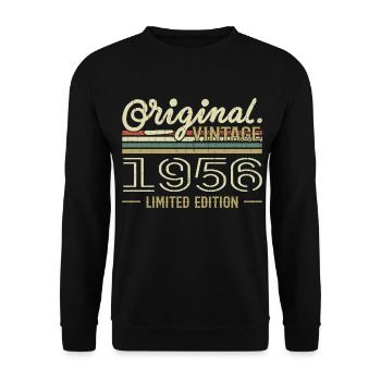1956 Retro Birthday 1956 Original 1956 Vintage - Unisex Sweatshirt - black - Front - Alina (178cm) & Michal (187cm)