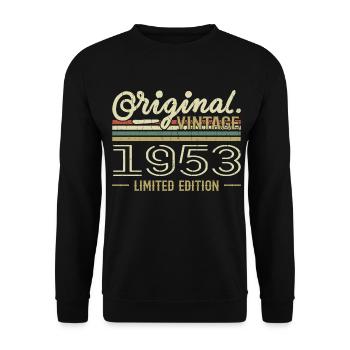 1953 Anniversaire Rétro 1953 Original 1953 Vintage - Sweat-shirt Unisexe - noir - Devant - Alina (178cm) & Michal (187cm)